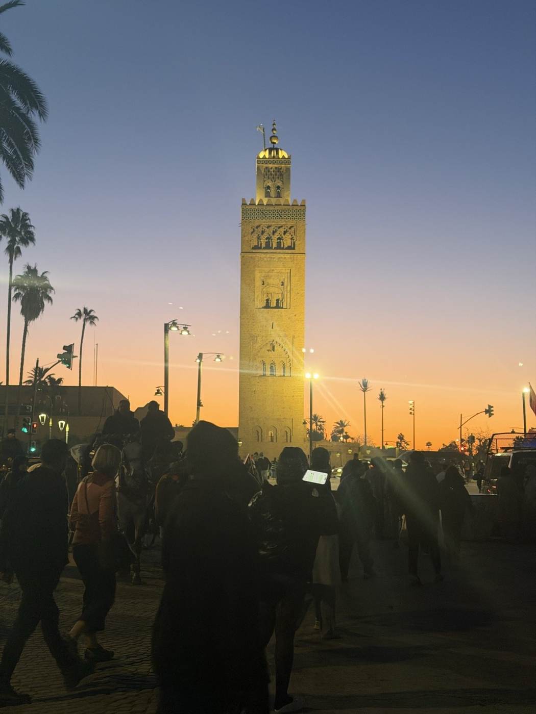 Minaret de la Koutoubia au coucher du soleil à Marrakech